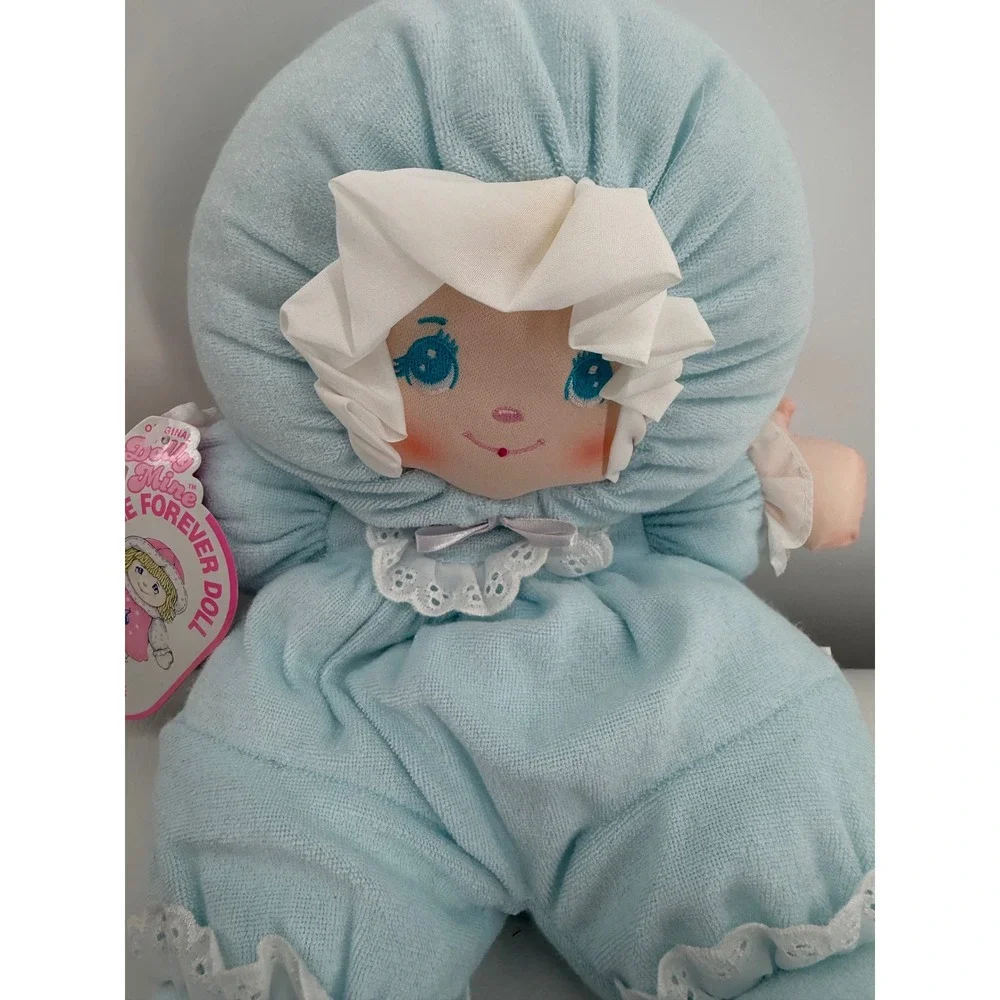 Well Made Dolly Mine Plush Doll 14in Blue Vintage Lace Trim Soft Body New